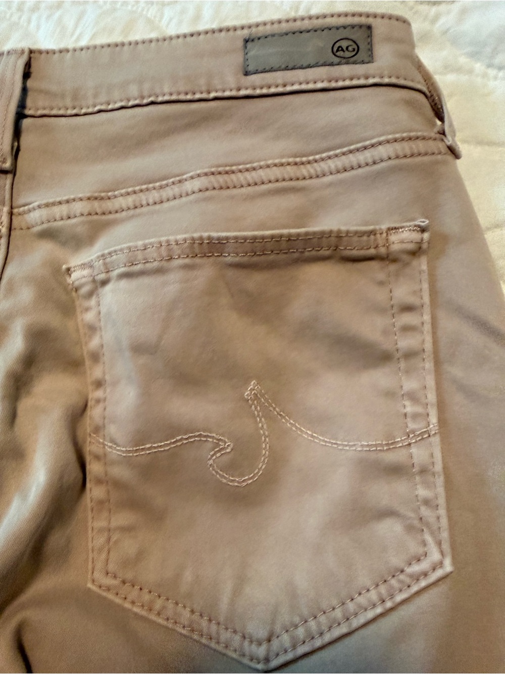 AG Adriano Goldschmied Sateen Stretch Pants Beige 27 Coquette Quiet Luxury